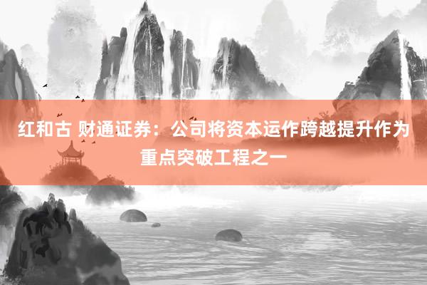 红和古 财通证券：公司将资本运作跨越提升作为重点突破工程之一