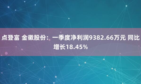 点登富 金徽股份：一季度净利润9382.66万元 同比增长18.45%
